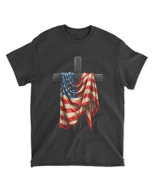 Patriotic Cross American Flag Shirt – Faith & Freedom