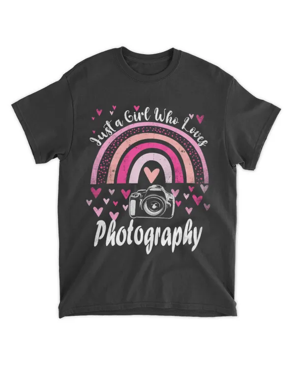 Just A Girl Who Loves photography Rainbow Cute Camera Lover T-Shirt