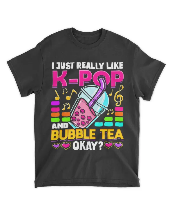 K Pop And Bubble Tea Hallyu Funny Korean Music T-Shirt