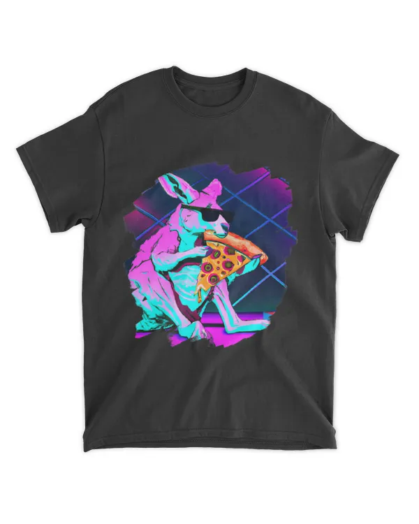 Kangaroo Eating Pizza Funny Cool Kangaroo Pizza T-Shirt