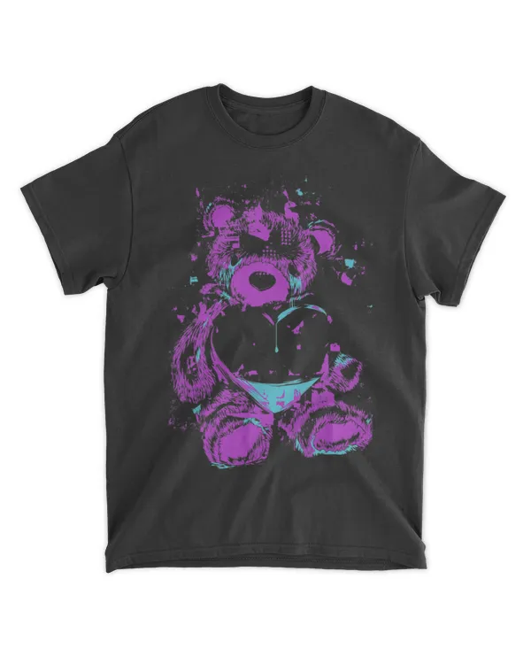 Kawaii Pastel Goth Teddy Bear, YamiKawaii Menhera Grafic T-Shirt (1)