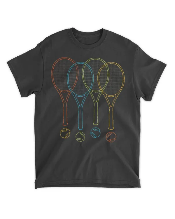 Tennis T Shirt Women Men Kids Rackets & Balls Cool Tennis T-Shirt Tennis T Shirt Women Men Kids Rackets & Balls Cool Tennis T-Shirt