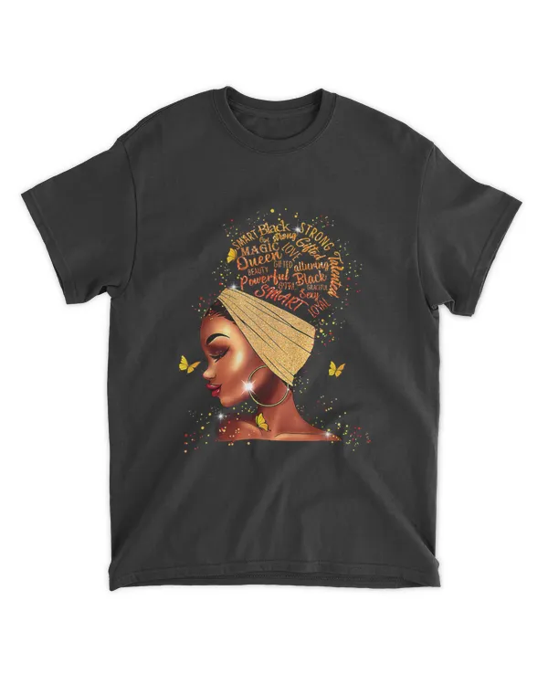 Womens Black Girl Magic Afro American Melanin Natural Queen T-Shirt