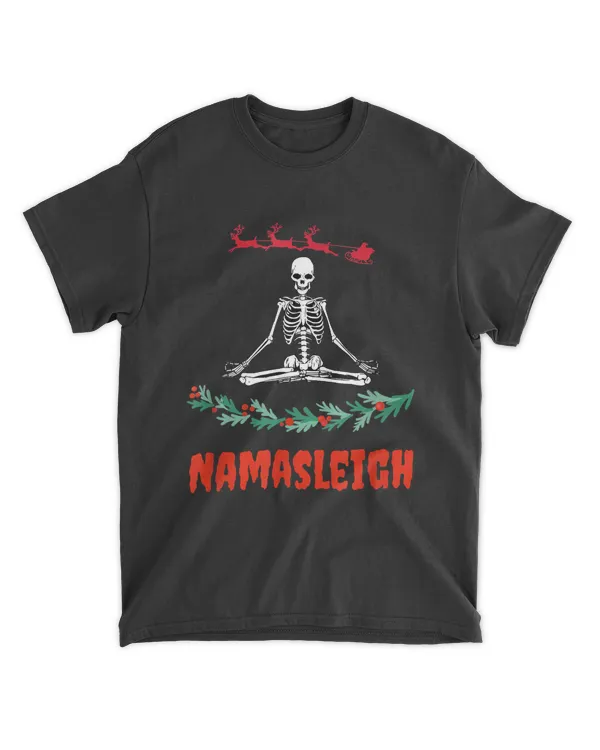 Yoga Christmas Goth Skeleton Meditation Xmas Namasleigh T-Shirt
