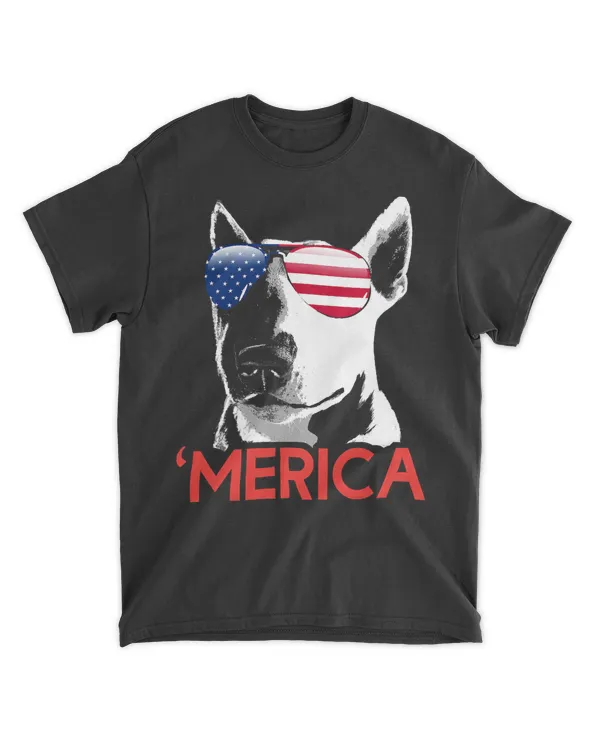 Merica Bull Terrier American Flag 4th of July T-Shirt