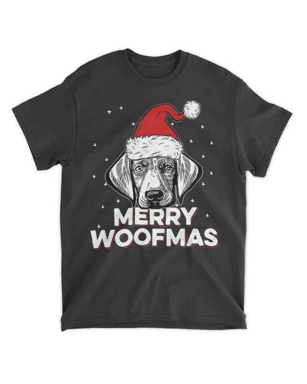 Weimaraner Wearing Christmas Santa Hat  Merry Woofmas Sweatshirt