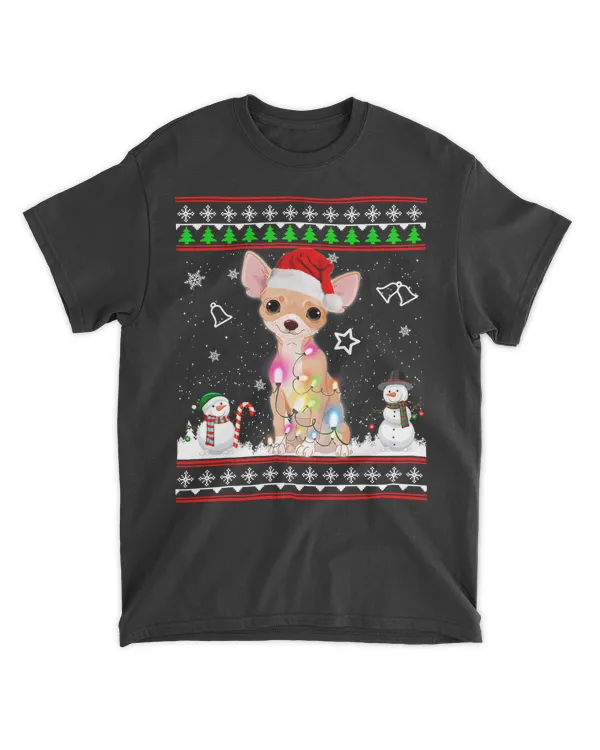 Chihuahua Christmas Dog Light Ugly Sweater T-Shirt