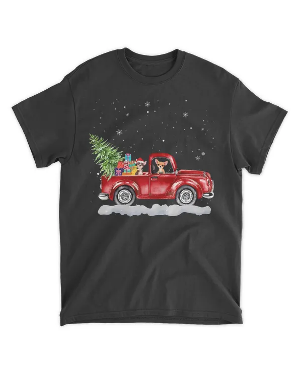 Christmas Chihuahua Dogs Ride Red Truck Costumer T-Shirt