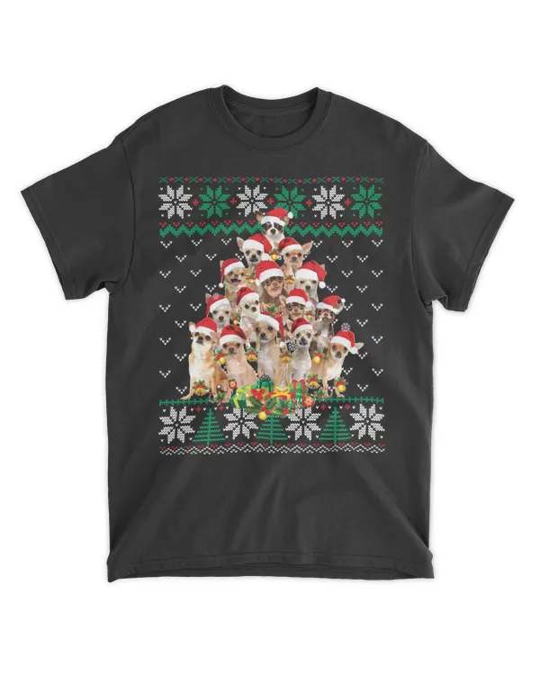 Funny Chihuahua Christmas Tree Santa Ugly Sweater Dog Lover Sweatshirt