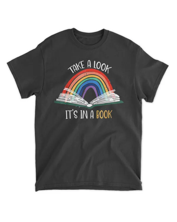Take A Look It's In A Book Funny Rainbow Bookworm
