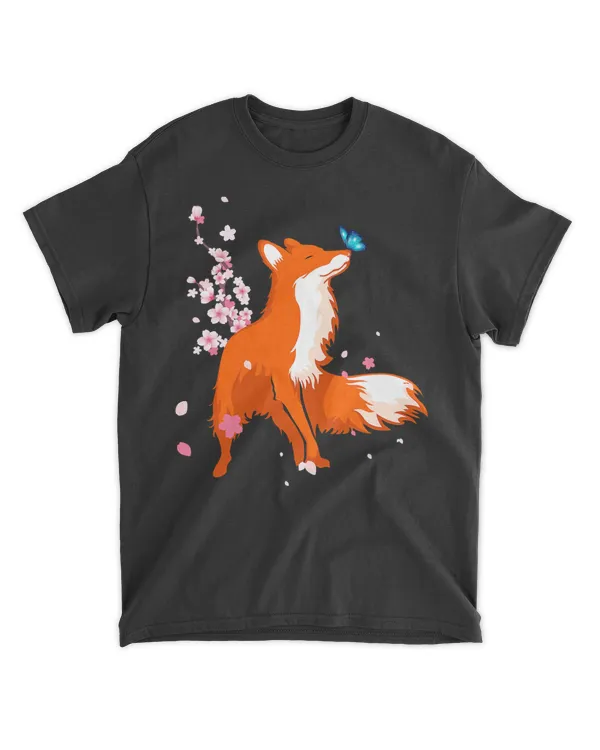 Awesome Fox Shirt Fox Japanese Flower Fox Lovers Gift T-Shirt