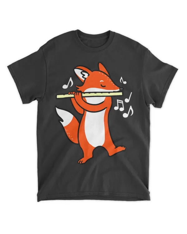 Fox Playing Flute for Flutist Pullover Hoodie