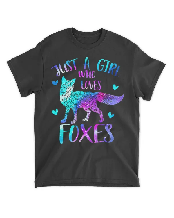 Just a Girl Who Loves Foxes Watercolor Galaxy Cute Fox Space T-Shirt
