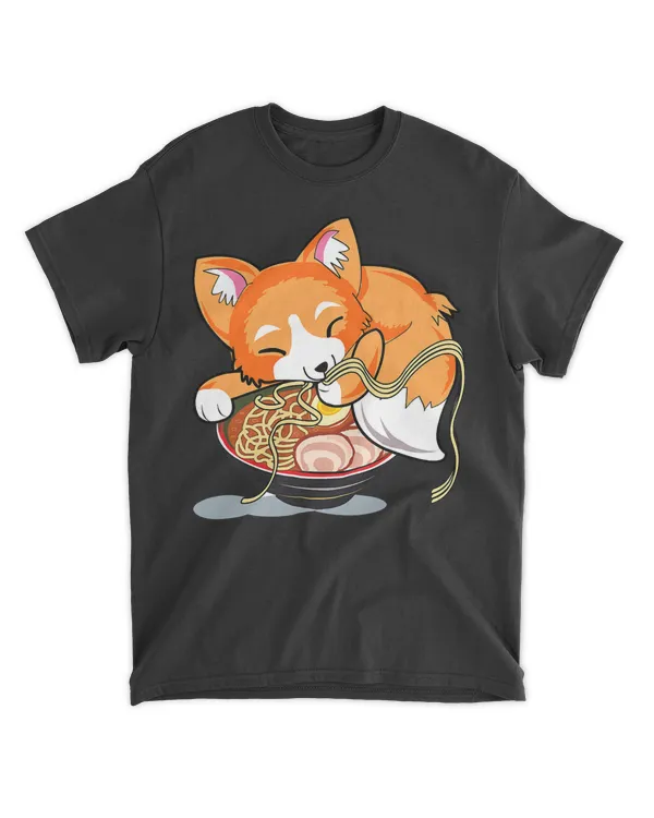 Ramen Noodles Fox Lover Kawaii Japanese Anime T-Shirt