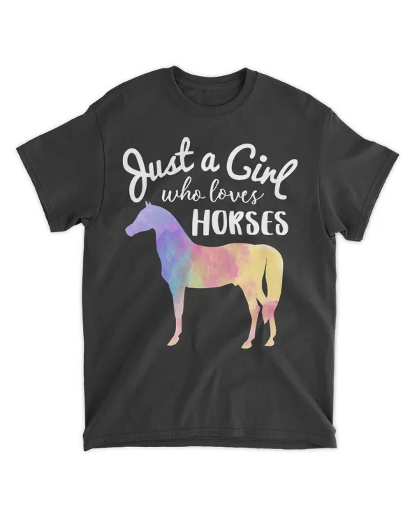 Just A Girl Who Loves Horses Shirt Horse Racing Riding Gift T-Shirt