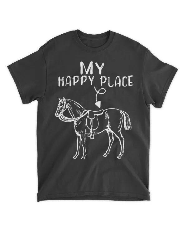 My Happy Place Horse Lover Horseback Riding Equestrian T-Shirt
