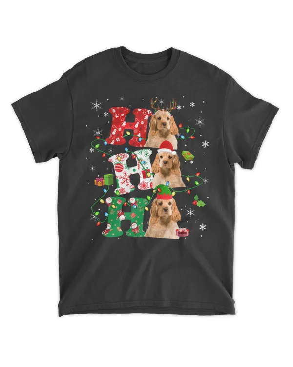 Ho3 Christmas Santa Elf Reindeer English Cocker Spaniel T-Shirt