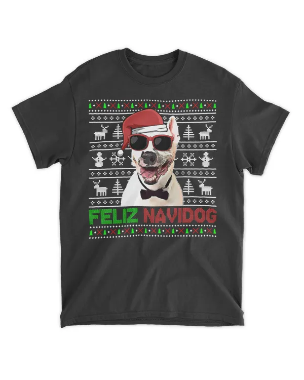 Bull Terrier Dog Feliz Navidog Funny Christmas Sweatshirt
