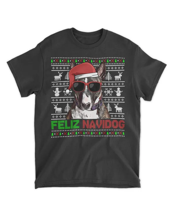 Miniature Bull Terrier Dog Feliz Navidog Funny Christmas Sweatshirt
