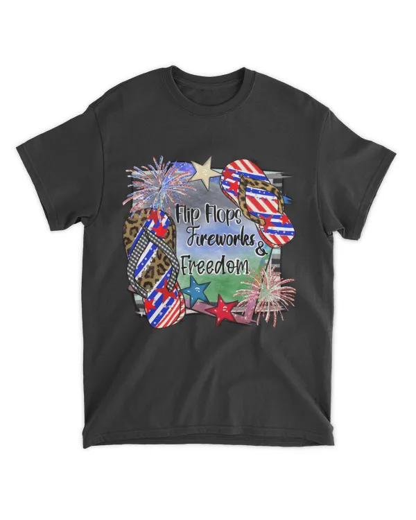 July 4th Flip Flops Fireworks & Freedom Patriotic