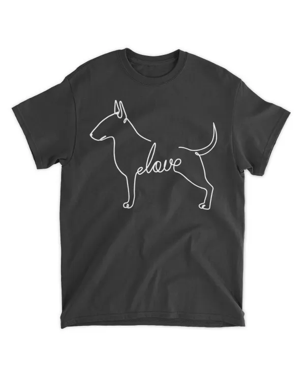Bull Terrier Love Bully Dog Love Single Line Art Sketch T-Shirt