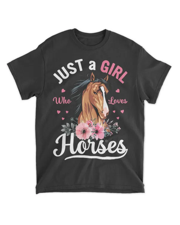 Just A Girl Who Loves Horses Vintage Horse Women Girls T-Shirt
