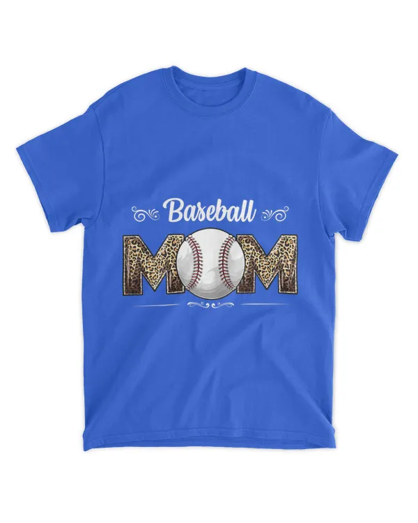 Baseball Mom Leopard Funny Ball Mom Mother's Day Mommy T-Shirt