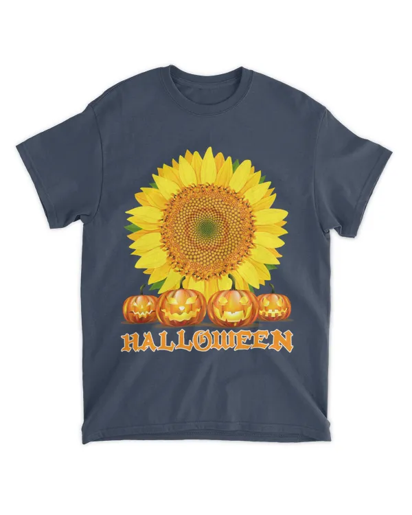 MEMODTEE73 - Halloween Shirt - Halloween Pumpkin & Sunflower