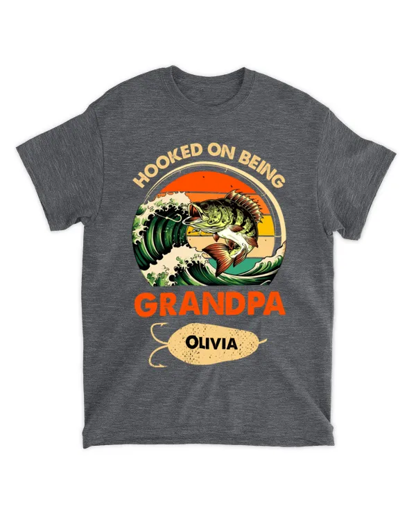 Hooked On Being Grandpa - Personalized Shirt - Gifts For Grandpa, Gifts Idea For Grandpa - Unisex Standard T-Shirt Unisex Standard T-Shirt