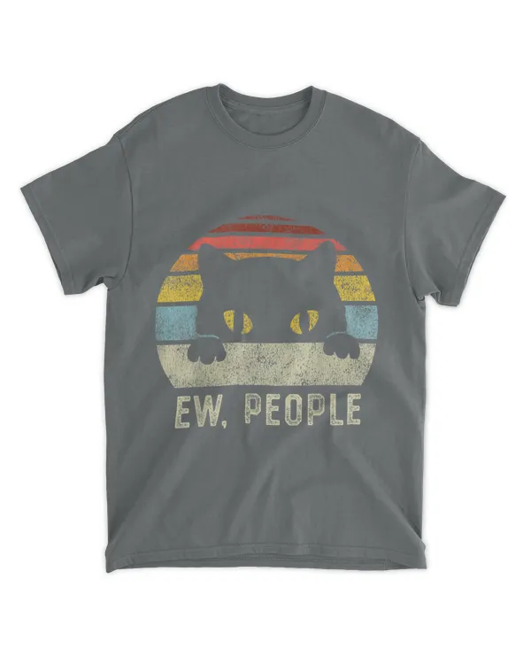 Ew People Retro Cat Funny Vintage Anti Social Introvert T-shirt
