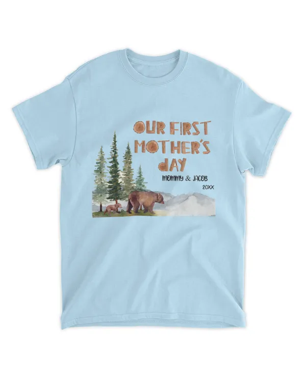 Personalized Woodland 1st Mother's Day Baby T-Shirt,Gifts for Mom, Gift idea for Mom