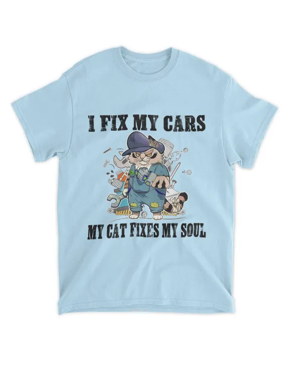 I Fix My Cars My Cat Fixes My Soul v9