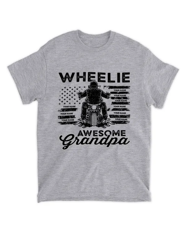Wheelie Awesome Grandpa - Personalized Shirt - Birthday, Christmas, Grandparents' Day Gift For Grandpa, Gear Up To Glory