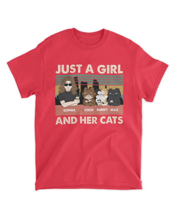 Just A Girl And Her Cats - Personalized Shirt, Gift For Cat Lovers, Gift Idea For Cat Lovers