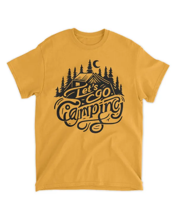 Let's Go Camping Black and White