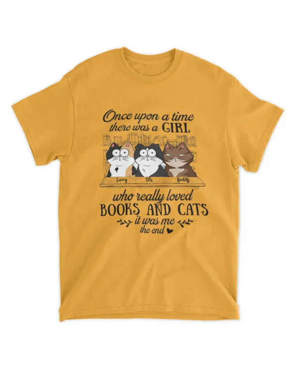 Girl Who Really Loved Books And Cats - Personalized Shirt, Gift For Cat Lovers, Gift Idea For Cat Lovers