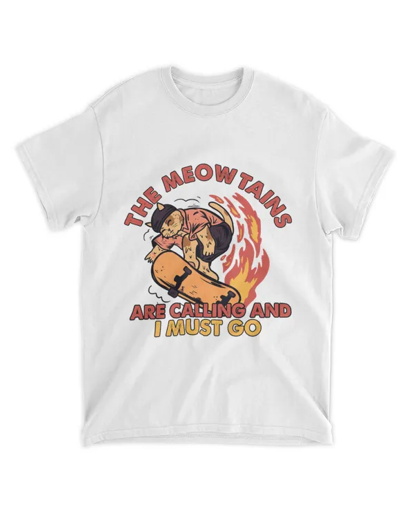 RD The Meowtains Are Calling And I Must Go Winter Snowboard Cat Shirt