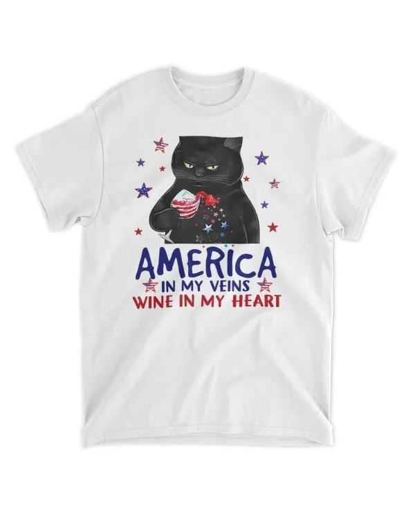 Black Cat And Wine 4 Of July