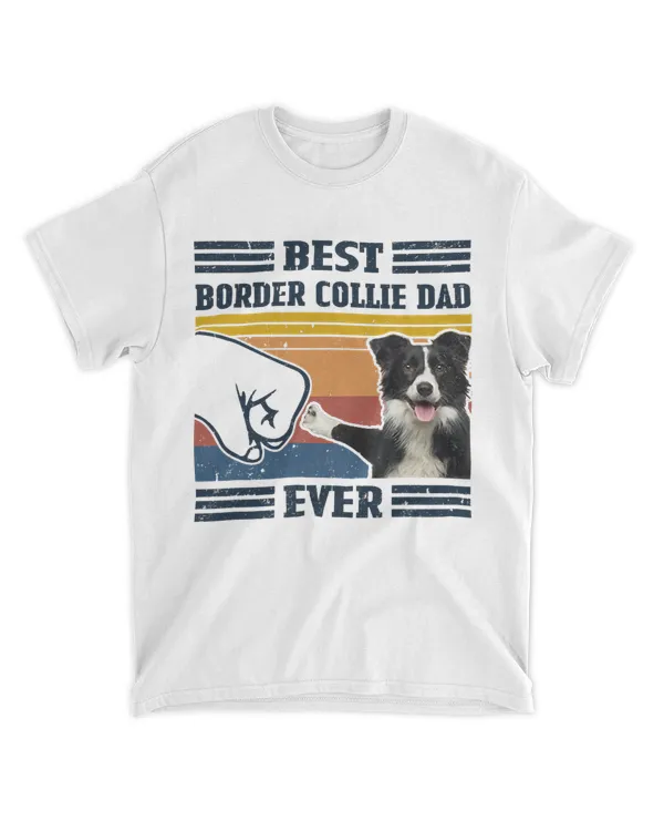 Dog Vintage Best Border Collie Dad Ever Father's Day T-Shirt