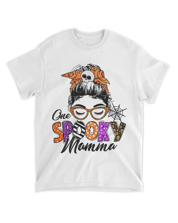 Groovy One Spooky Mamma Messy Bun Women Witch Mom Halloween