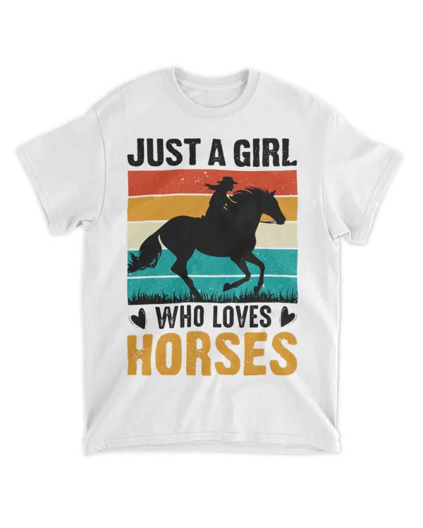 Just A Girl Who Loves Horses Vintage Retro Silhouette Gift
