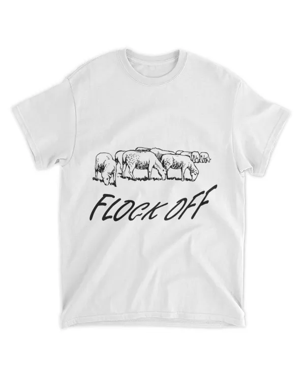 Flock Off Text With Vintage Style Sheep Illustration