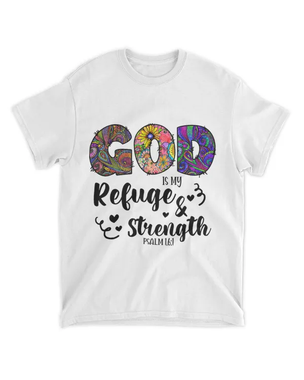Floral Christian God Is My Refuge And Strength Bible Verse