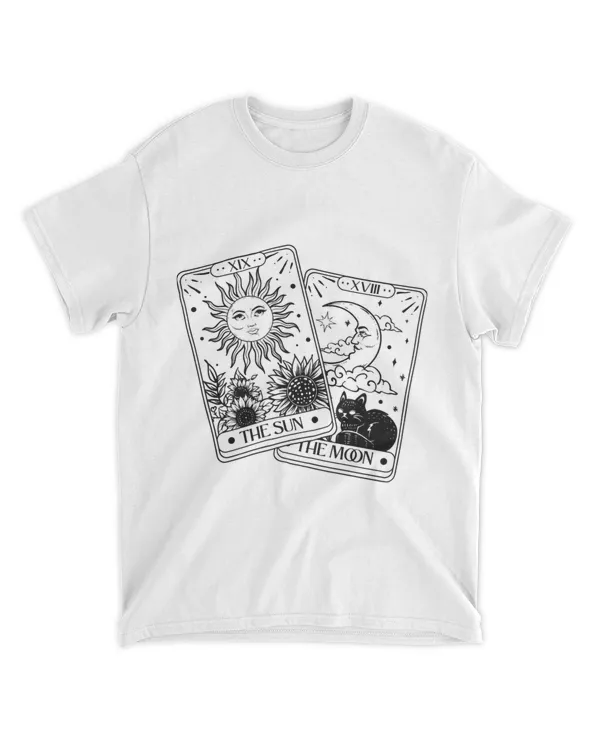 Witchy Tarot Cards Sun Moon Black White Mystical Art Design