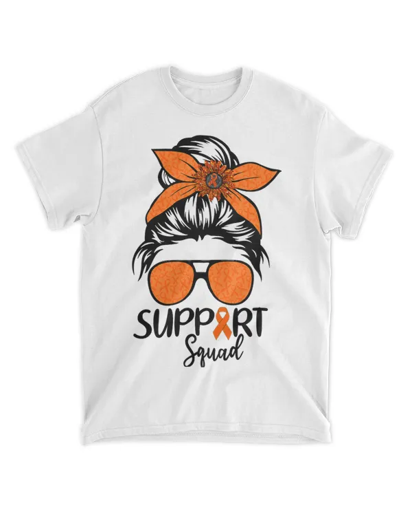 Women Messy Bun Orange Support Squad Kidney Cancer Awareness