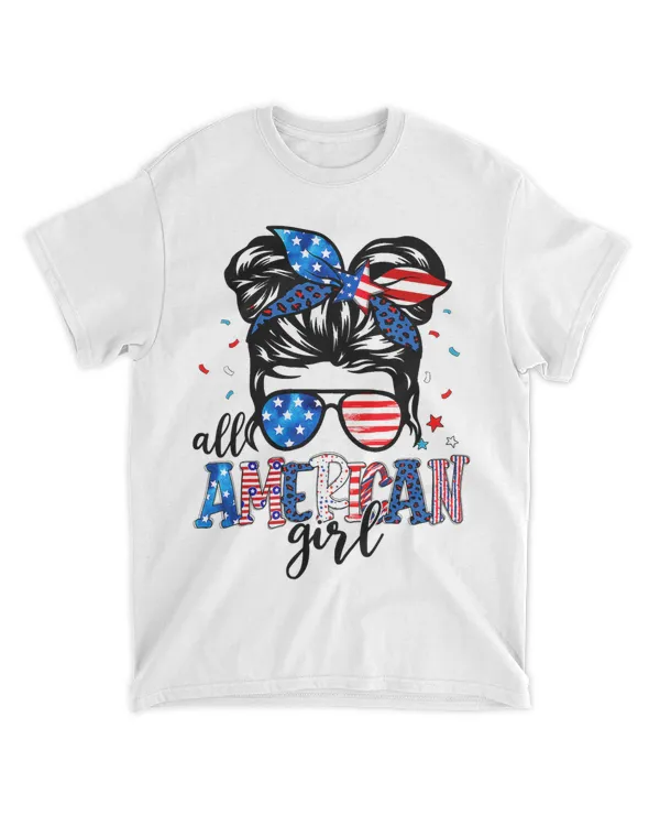 All American Girls 4th Of July Daughter Messy Bun Usa 2