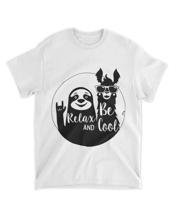 Relax and Be Cool Funny Sloth and Llama Saying