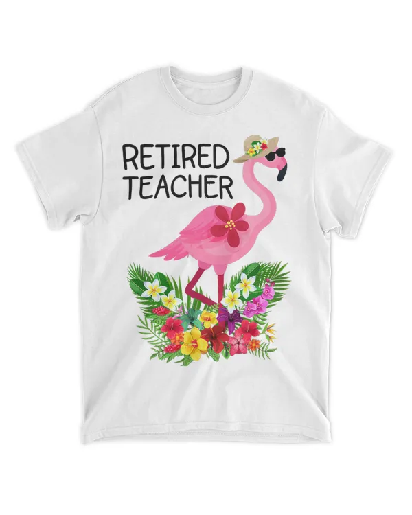 Retired Teacher Tropical Pink Flamingo Teacher Retirement