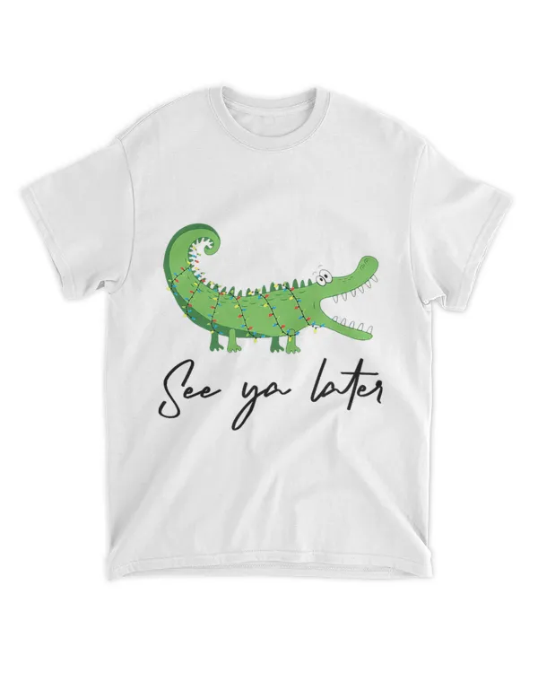 Funny Alligator Christmas Lights tee See Ya Later Crocodile