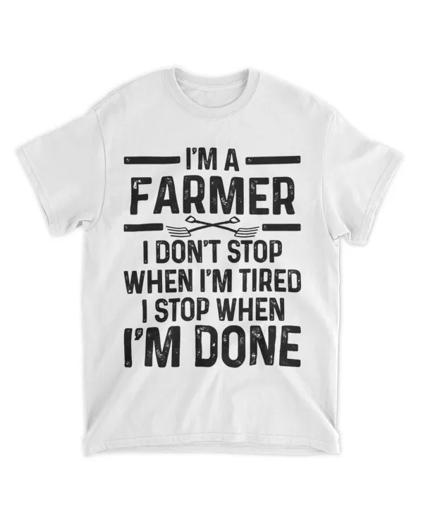 Mens Farmer I Dont Stop When Tired Tractor Lover Farm Farming 32